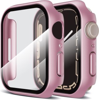 ETUI OCHRONNE ZEGAREK APPLE WATCH SERIES 7 45mm RÓŻOWE 2 SZTUKI SOLIDNE