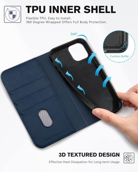 ETUI POKROWIEC APPLE IPHONE 12/12 PRO 6.1" NIEBIESKI ZAMYKANY Z KLAPKĄ CASE