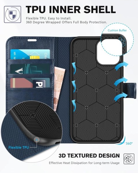 ETUI POKROWIEC APPLE IPHONE 12/12 PRO 6.1" NIEBIESKI ZAMYKANY Z KLAPKĄ CASE