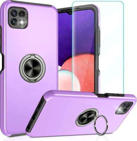 ETUI POKROWIEC DO SAMSUNG GALAXY A22 5G FIOLETOWE SOLIDNE PLECKI +PIERŚCIEŃ