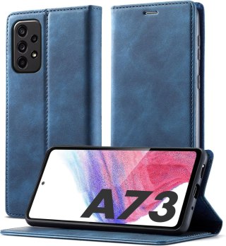 ETUI POKROWIEC DO SAMSUNG GALAXY A73 5G NIEBIESKI ZAMYKANY Z KLAPKĄ CASE