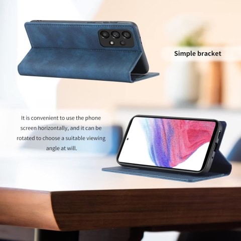 ETUI POKROWIEC DO SAMSUNG GALAXY A73 5G NIEBIESKI ZAMYKANY Z KLAPKĄ CASE