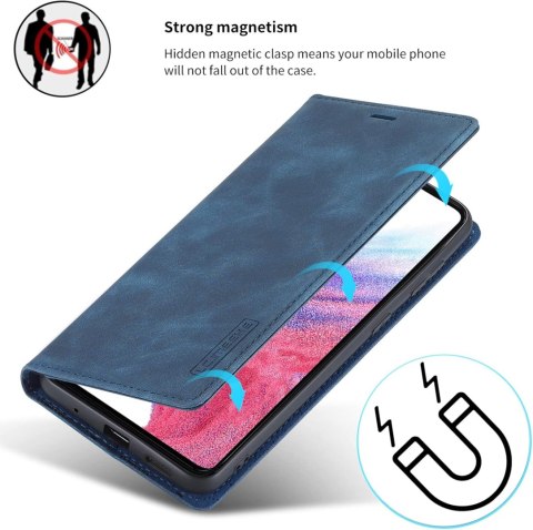 ETUI POKROWIEC DO SAMSUNG GALAXY A73 5G NIEBIESKI ZAMYKANY Z KLAPKĄ CASE