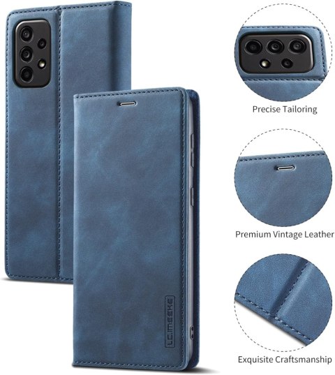 ETUI POKROWIEC DO SAMSUNG GALAXY A73 5G NIEBIESKI ZAMYKANY Z KLAPKĄ CASE