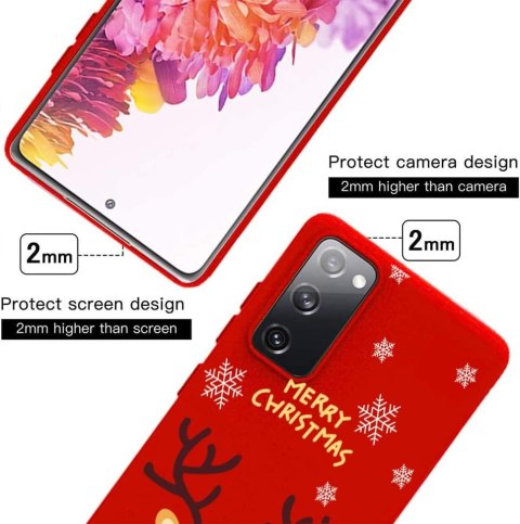 ETUI POKROWIEC DO SAMSUNG GALAXY S21 FE 5G CZERWONE PLECKI ŚWIĘTA +2x SZKŁO