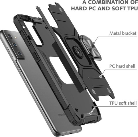 ETUI POKROWIEC DO SAMSUNG GALAXY S22 CZARNE SOLIDNE PANCERNE PLECKI +RING