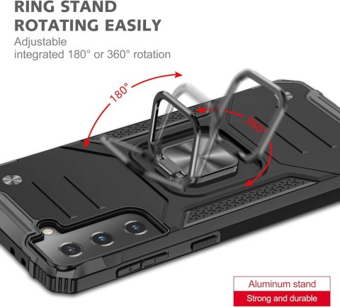 ETUI POKROWIEC DO SAMSUNG GALAXY S22 CZARNE SOLIDNE PANCERNE PLECKI +RING