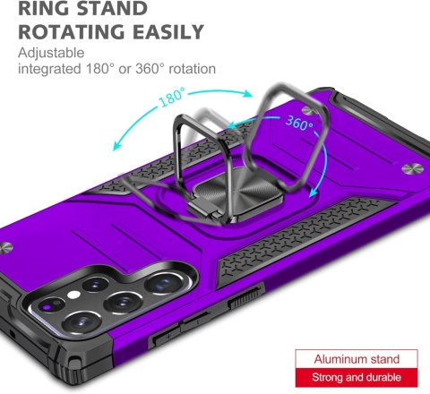 ETUI POKROWIEC DO SAMSUNG GALAXY S22 ULTRA FIOLETOWE SOLIDNE PLECKI +RING