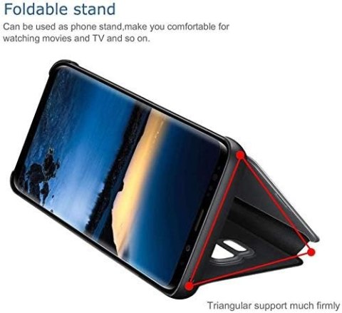 ETUI POKROWIEC SAMSUNG GALAXY A12 ZAMYKANY Z KLAPKĄ CASE LUSTRO NIEBIESKIE