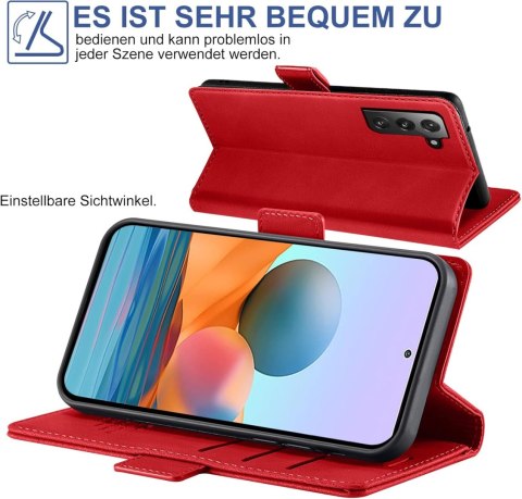 ETUI SAMSUNG GALAXY A13 5G CZERWONY ZAMYKANY Z KLAPKĄ +2x SZKŁO HARTOWANE