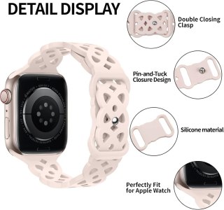 PASEK DO ZEGARKA APPLE WATCH 38/40/41 mm SE/9/8/7/6/5/4/3/2/1 RÓŻOWY AŻUR