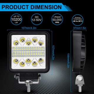 REFKLEKTOR ROBOCZY LED 1500lm 6500K 9-30V 102W do łodzi samochodu 2szt