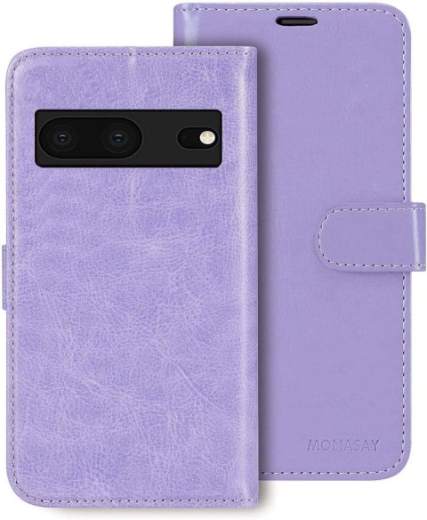 ZAMYKANE ETUI DO GOOGLE PIXEL 7 CASE Z KLAPKĄ FIOLETOWY +FOLIA OCHRONNA