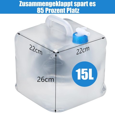 4x KANISTER NA WODĘ 15L SKŁADANY POJEMNIK NA KEMPING WYCIECZKI Z KRANEM