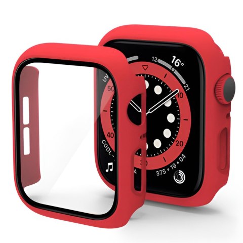 ETUI CZERWONE ZE SZKŁEM HARTOWANYM NA ZEGAREK APPLE WATCH 7 41mm