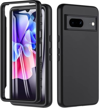 ETUI DO GOOGLE PIXEL 7 SZARY CASE CZARNY SILIKONOWY OCHRONA 360 PRZÓD TYŁ