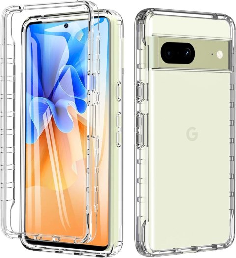 ETUI DO GOOGLE PIXEL 7 SZARY CASE SILIKONOWY PRZEZROCZYSTY 360 PRZÓD TYŁ