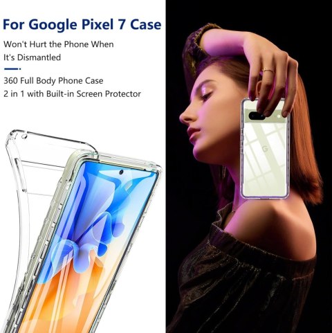 ETUI DO GOOGLE PIXEL 7 SZARY CASE SILIKONOWY PRZEZROCZYSTY 360 PRZÓD TYŁ