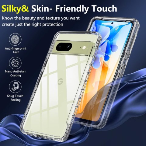 ETUI DO GOOGLE PIXEL 7 SZARY CASE SILIKONOWY PRZEZROCZYSTY 360 PRZÓD TYŁ