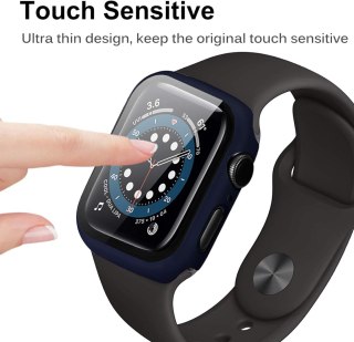 ETUI GRANATOWE NA SMARTWATCH APPLE WATCH SERII 7 41mm OBUDOWA ZE SZKŁEM