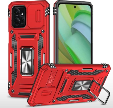 ETUI MOTOROLA MOTO G 5G 2023 CASE CZERWONY PANCERNY +RAMKA NA EKRAN CZARNA