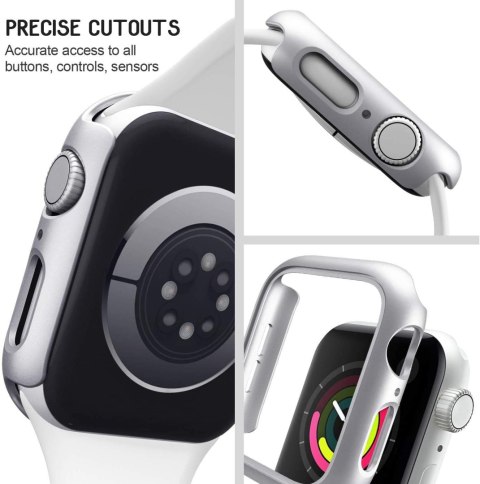 ETUI NA SMARTWATCH APPLE WATCH SERII 7 45mm SREBRNA OBUDOWA ZE SZKŁEM