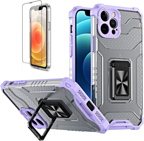 ETUI PANCERNE DO APPLE IPHONE 12 PRO MAX FIOLETOWE + SZKŁO HARTOWANE