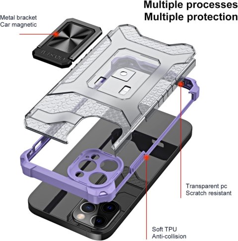 ETUI PANCERNE DO APPLE IPHONE 12 PRO MAX FIOLETOWE + SZKŁO HARTOWANE