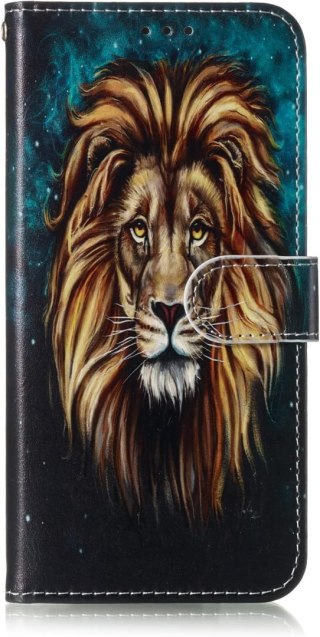 ETUI POKROWIEC DO SAMSUNG GALAXY A9 SOLIDNY CASE ZAMYKANY Z KLAPKĄ WZÓR LEW