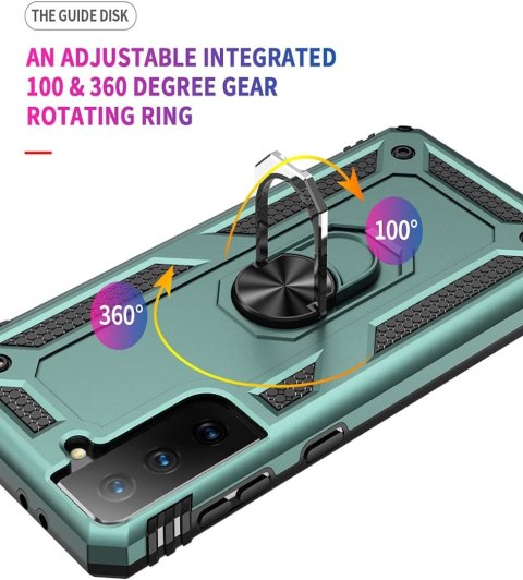 ETUI POKROWIEC DO SAMSUNG GALAXY S21 ZIELONE TWARDE PLECKI RING MAGNETYCZNE