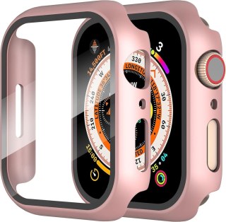 ETUI RÓŻOWE ROSE GOLD NA SMARTWATCH APPLE WATCH 7 41mm OBUDOWA ZE SZKŁEM