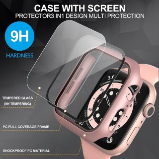 ETUI RÓŻOWE ROSE GOLD NA SMARTWATCH APPLE WATCH 7 41mm OBUDOWA ZE SZKŁEM