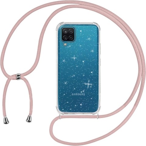 ETUI SAMSUNG GALAXY A12/M12 SILIKONOWE PLECKI BROKATOWE + SMYCZ RÓŻOWA