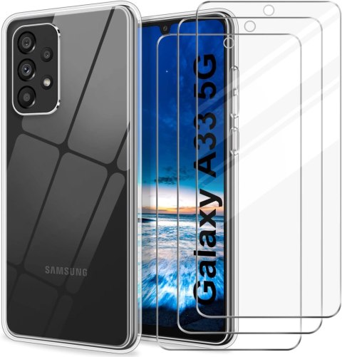 ETUI TRANSPARENTNE SAMSUNG GALAXY A33 5G SILIKONOWE + 3x SZKŁO HARTOWANE