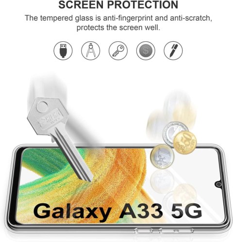 ETUI TRANSPARENTNE SAMSUNG GALAXY A33 5G SILIKONOWE + 3x SZKŁO HARTOWANE