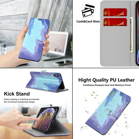 ETUI Z KLAPKĄ DO SAMSUNG GALAXY S21 ULTRA 6.80" CASE NIEBIESKI AKWARELA