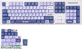 NAKŁADKI NA KLAWISZE KLAWIATURA MECHANICZNA KEYCAPS 104+24 FIOLETOWE OWOCE