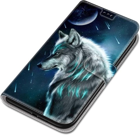 ZAMYKANE ETUI DO XIAOMI REDMI NOTE 11 PRO 5G CASE Z KLAPKĄ WILK KSIĘŻYC