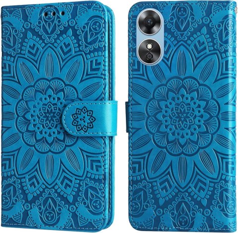 ZAMYKANE ETUI POKROWIEC DO OPPO 17 SOLIDNY CASE Z KLAPKĄ MANDALA TURKUSOWA