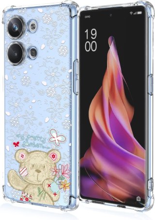 ETUI DO OPPO RENO9 PRO SILIKONOWE PRZEZROCZYSTE ELASTYCZNE MIŚ KWIATY