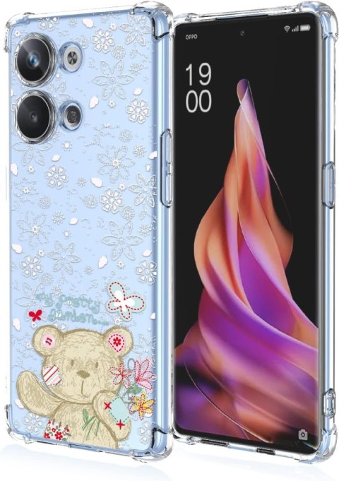 ETUI DO OPPO RENO9 PRO SILIKONOWE PRZEZROCZYSTE ELASTYCZNE MIŚ KWIATY ETUI DO OPPO RENO9 PRO SILIKONOWE PRZEZROCZYSTE ELASTYCZNE MIŚ KWIATY