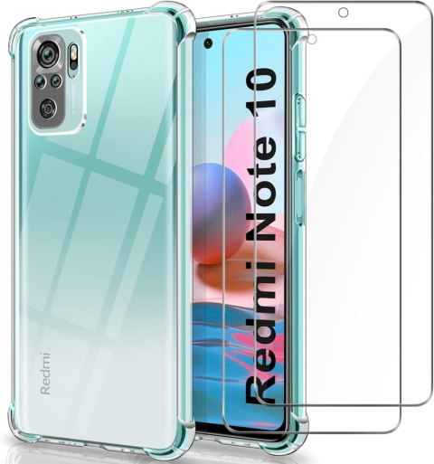 ETUI XIAOMI REDMI NOTE 10 4G BEZBARWNE SILIKONOWE PLECKI+2x SZKŁO HARTOWANE