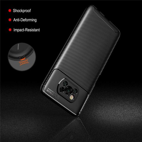 ETUI PANCERNE DO POCO X3 NFC CASE SILIKONOWE GRANATOWE CARBON