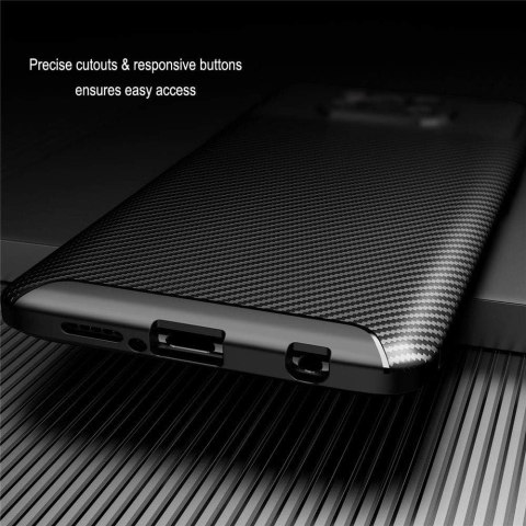 ETUI PANCERNE DO POCO X3 NFC CASE SILIKONOWE GRANATOWE CARBON