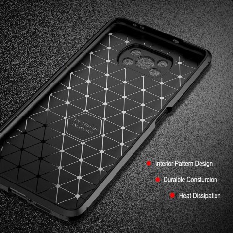 ETUI PANCERNE DO POCO X3 NFC CASE SILIKONOWE GRANATOWE CARBON