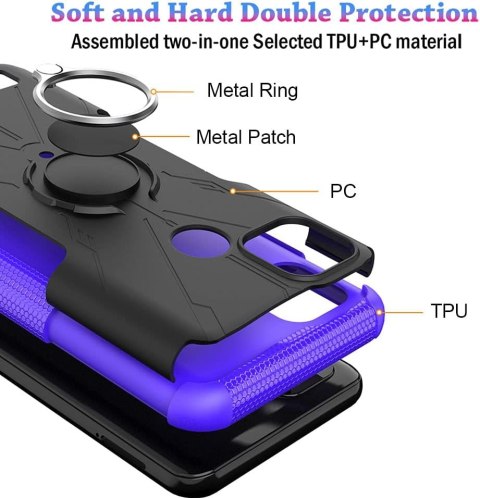 ETUI PANCERNE RELAME C20/ REALME C21 CASE CZARNY NIEBIESKI SILIKONOWY