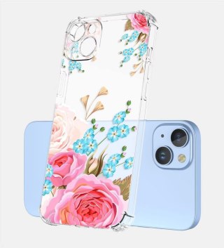 ETUI POKROWIEC APPLE IPHONE 14 PRO MAX BEZBARWNE SILIKONOWE PLECKI W KWIATY