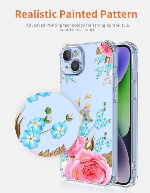 ETUI POKROWIEC APPLE IPHONE 14 PRO MAX BEZBARWNE SILIKONOWE PLECKI W KWIATY