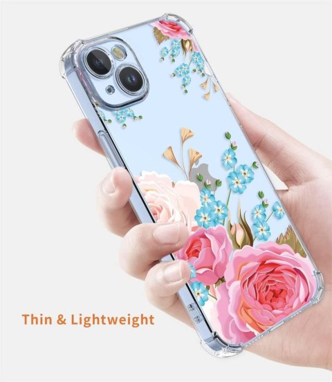 ETUI POKROWIEC APPLE IPHONE 14 PRO MAX BEZBARWNE SILIKONOWE PLECKI W KWIATY