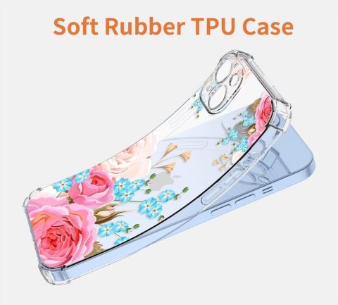 ETUI POKROWIEC APPLE IPHONE 14 PRO MAX BEZBARWNE SILIKONOWE PLECKI W KWIATY